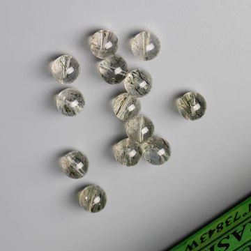 Natural Green Rutilated Quartz Loose Beads Round Beads