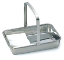Rectangular towel dish with handle, s/s