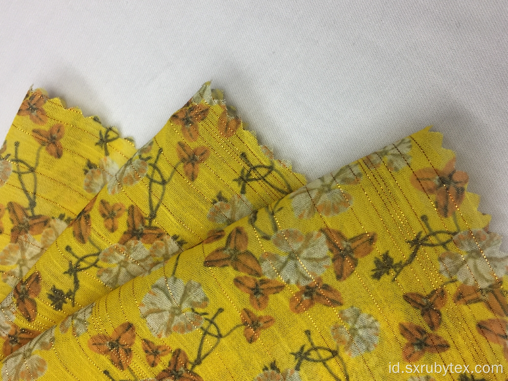 Sifon Yoryu Poliester Dengan Kain Cetak Perak Lurex