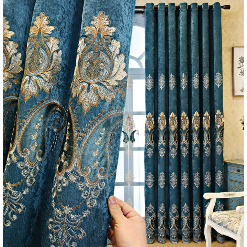 European style chenille embroidered curtain fabric