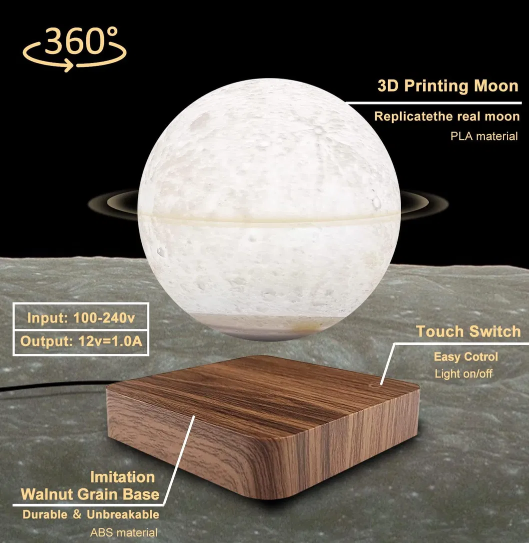 Levitating Rotating Moon Lamp with Three Color Modes