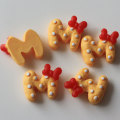 Wholesale Cute Letter M Bowknot Loose Kawaii 100pcs Cookie Cake Food Style Resin Beads for Decoration