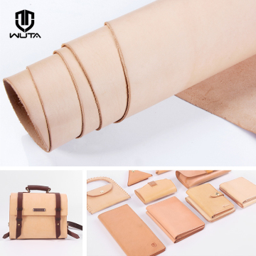 WUTA 1 Square Feet Full Grain Natural Vegetable Tanned Cowhide Leather Handmade DIY Pre-cut Genuine Leather Craft