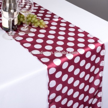 satin polka dot table runner burgundy/white