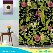 POLYESTER FABRIC GREEN & RED SHOWER CURTAIN