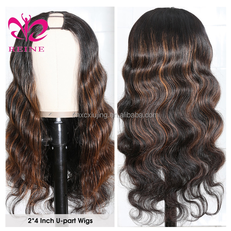U PART WIG QUICK & EASY AFFORDABLE HUMAN HAIR WIG Highlight color Real Scalp Glueless Human Hair Wig Without Sewing New Arrivals