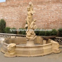 Stone naked female and boy fountain outdoor garden fountain with lady statue