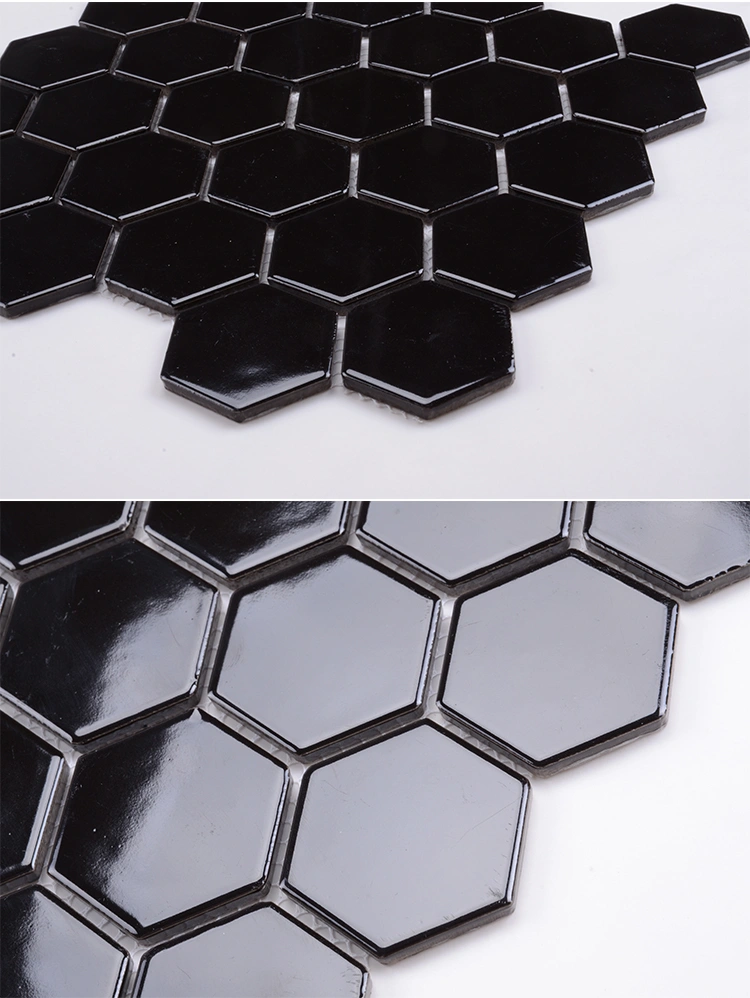 Modern Fashion Style Anti-Microbial Black Hexagon Mosaic Tile