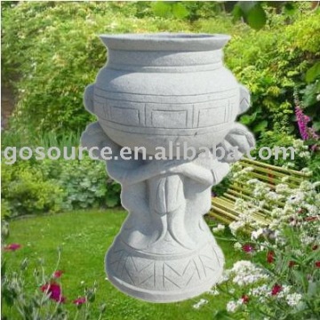 stone figure carving flowerpot