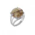 Natural Stone Faceted Crystal Ring Gemstone Quartz Adjustable Ring for Women Men