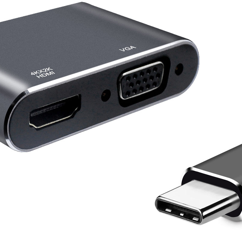 USB3.0 سريع المتوسع من النوع C إلى HDMI / VGA USB Hub