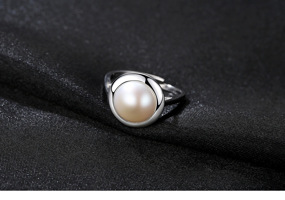 Elegant Jewelry S925 Silver Round Freshwater Pearl Rings