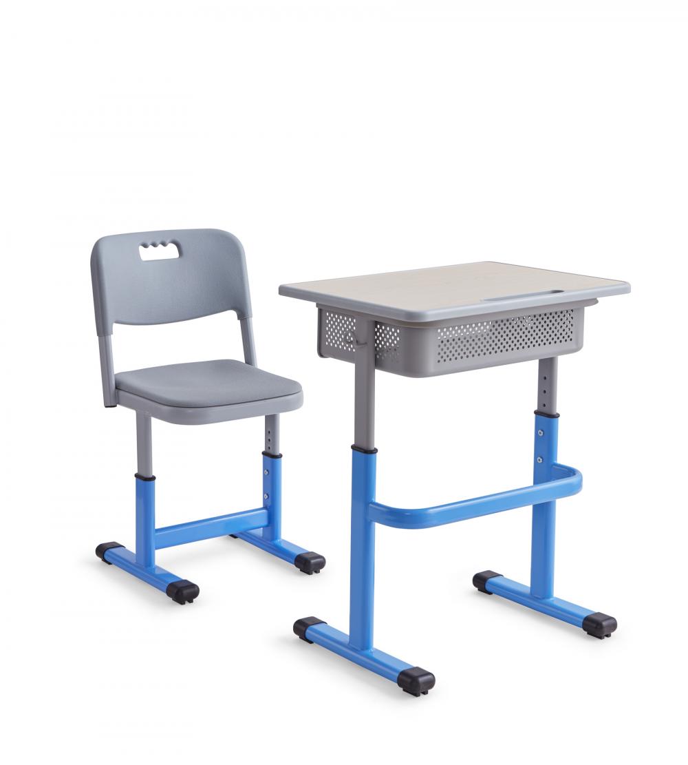 Adjustable single school students study desks and chairs