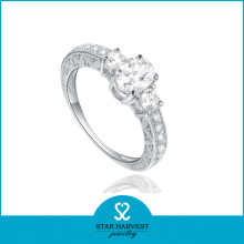 Engagement aqua color CZ ring setting
