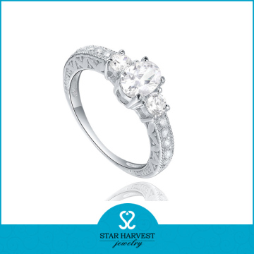 Engagement aqua color CZ ring setting