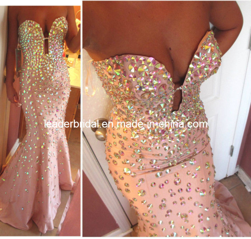 Sweetheart Prom Dress Crystal Mermaid Evening Party Dresses E1322