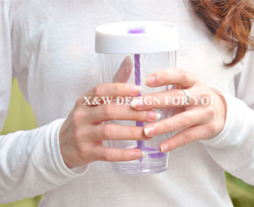 Christmas promotional advertisement plastic water bottle with strring