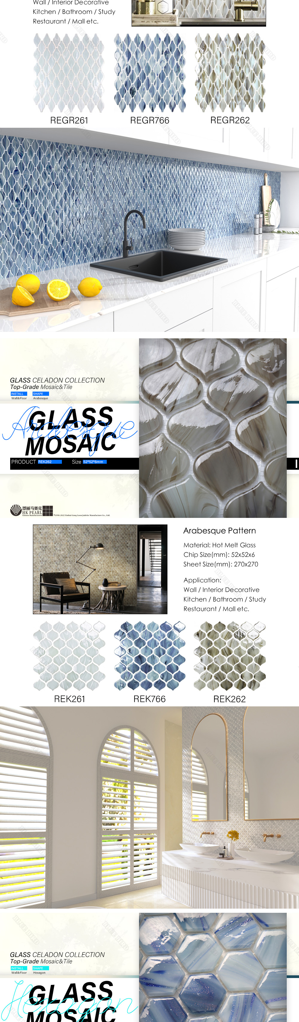 Celadon Collection Glass Mosaic Art