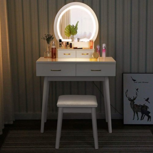 Wooden Woman LED Mirror Dressing Table Organizer Designs