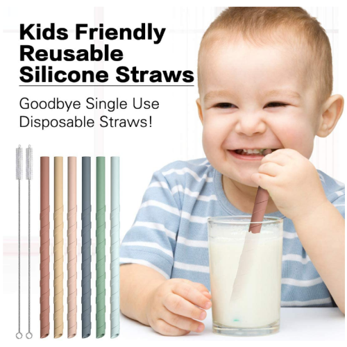 Flexible Screw Thread Silicone Straws