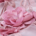 Pink 3D Flower Lace Embroidery Fabric