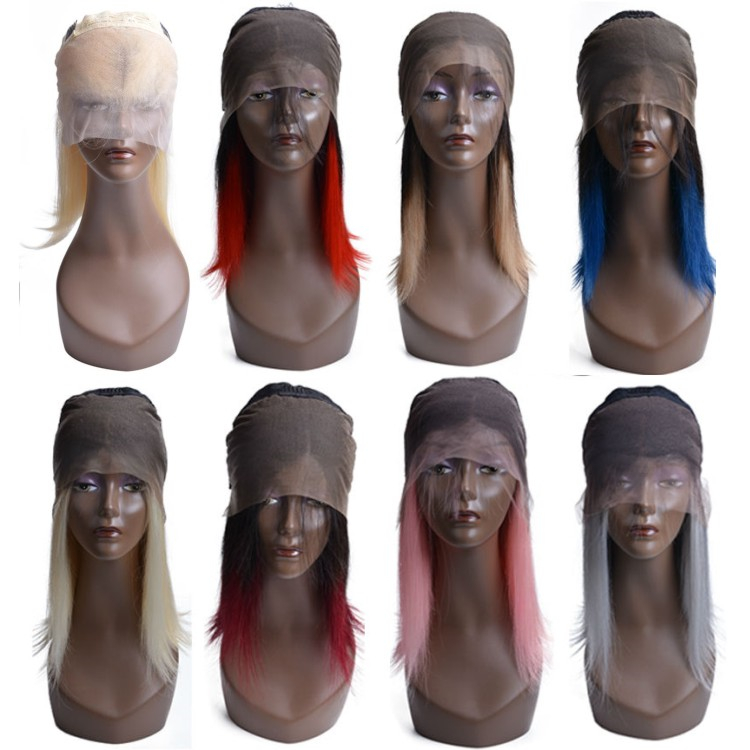 Wholesale Ombre Brazilian Hair Swiss Lace Wig Short Bob Wigs Hair Color 1B/27 Blue Red 99J Lace Front Wig