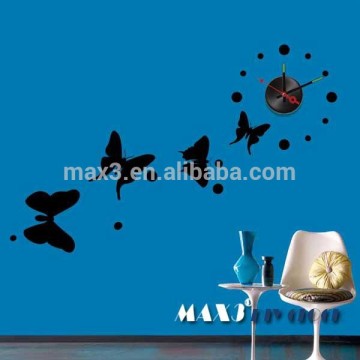 2016 black butterfly pvc sticker silent sweep 3d diy wall sticker clock