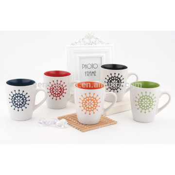 Sun flower color inside porcelain coffee cups, taza porcellana mug