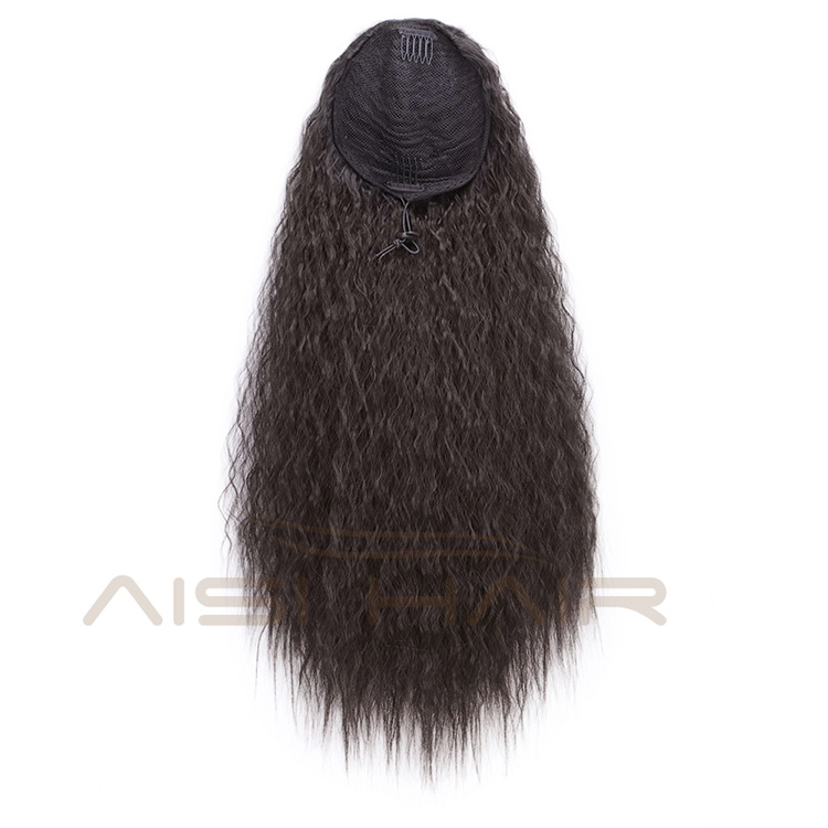 Aisi Hair Drawstring Ponytail Curly Hair Extensions Heat Resistant Synthetic Fiber Pony Tail Hairpieces with Combs