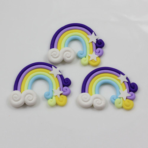 Multi couleur Kawaii polymère argile nouveaux arcs-en-ciel Cabochons pour enfants artisanat arrivée 100 pièces 38 * 50mm artificiel SOLA artisanat 100 pièces / sac