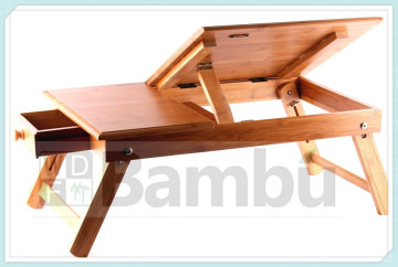 100% Bamboo Folding Labtop Computer Serving Drawer Bed Table