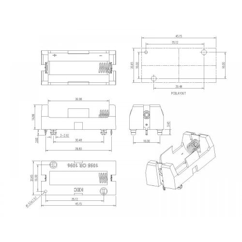 BBC-S-Ni-A-111 THM Battery Holder 18350