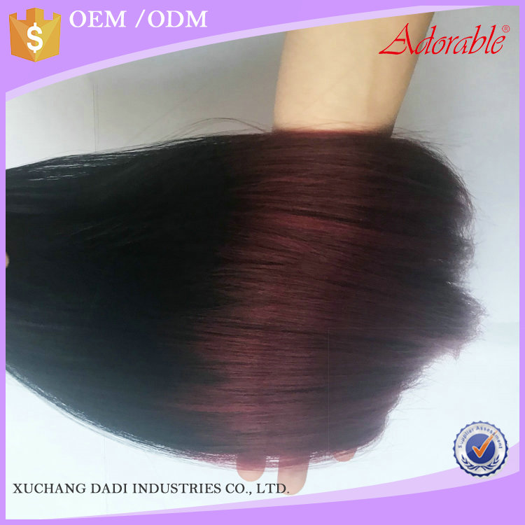 wholesale silk straight Yaki Wave synthetic hair weaves for black women weave,ombre two tone color ombre hair weaves with bangs