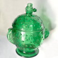 Elegant Green Glass Cactus Cookie Jar