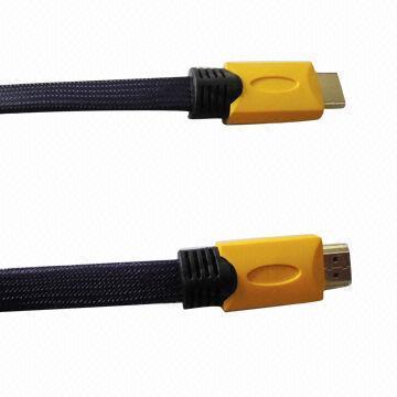 1.4V HDMI Cable with Ethernet, Gold Plated, Molding Type, Flat Nylon Jacket