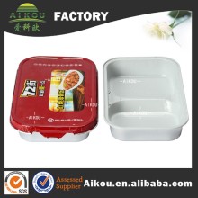 Embossed logo oven safe 2 compartment airline aluminum foil container