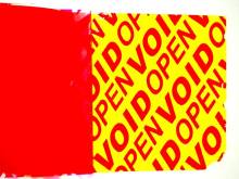 red all transfer OPEN VOID label material