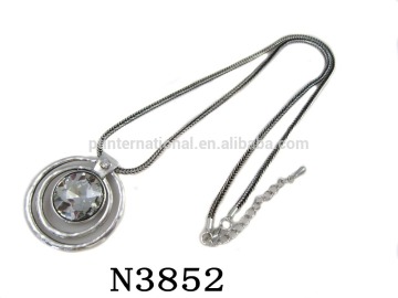 Statement Necklace, Fashion Antique Silver Necklace, Glass Crystal Charm Jewelry Necklace N3852
