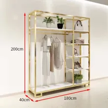 Customized Showroom Garment Clothing Retail Display Cabinet Boutique Garment Stand Stainless Steel Gold Clothing Rack