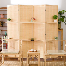 Woven Bamboo 4 Panel Folding Room Divider Screen