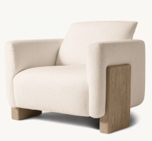 OWEN Luxury American Style Solid Wood Frame Boucle Lounge Chair