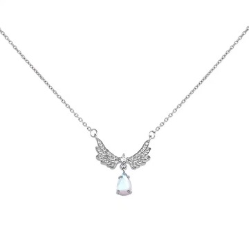 Fashion Angel Wing Necklace - Moonstone & Rhinestone Pendant for Women