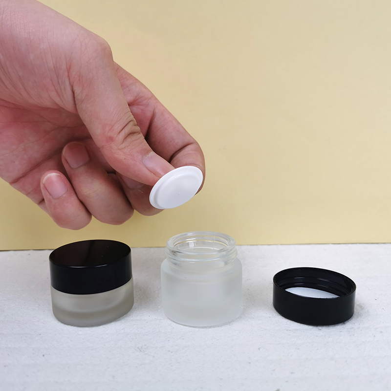 5ml 10ml frosted glass jar for eye cream with silver lid mini glass jar for cosmetics