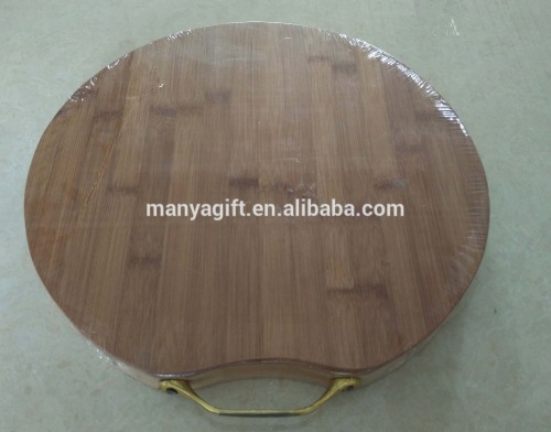 Round Bamboo Butcher Board with Metal Handle