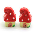 Hot Selling Cute Mini 3D Cute Red Mushroom House Shape Resin Beads 100pcs Newest Pretty Fashion Resin Charms for Decors