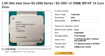 2.60 GHz Intel Xeon E5-2600 Series / E5 2697 v3 35MB SR1XF 14 Core Xeon