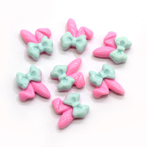 Kawaii Rabbit Ear Bow Resin Flatback Cabochons For Nail Art Embellishment DIY Scrapbooking Decor