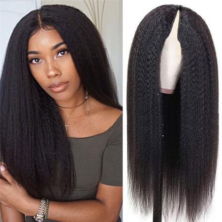 Natural Black Straight Human Hair V Part Wig Wear And Go Wig 14-30in