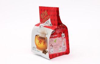 Flat Bottom Stand Up Red Coffee Packaging Bags With Tear No