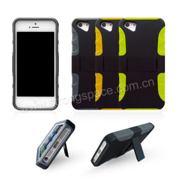 Rubberized protective armor kickstand hybrid case for iPhone 5